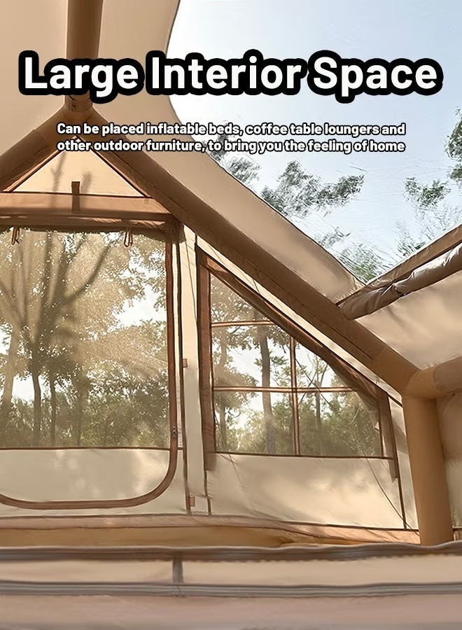 Jourvent Large Inflatable Camping Tents for 6 to 8 Persons Air Glamping Tent  Oxford Waterproof and Windproof Blow up Cabin Tents with Pump Easy Setup for 4 Seasons Mesh and Chimney Window - Image 3